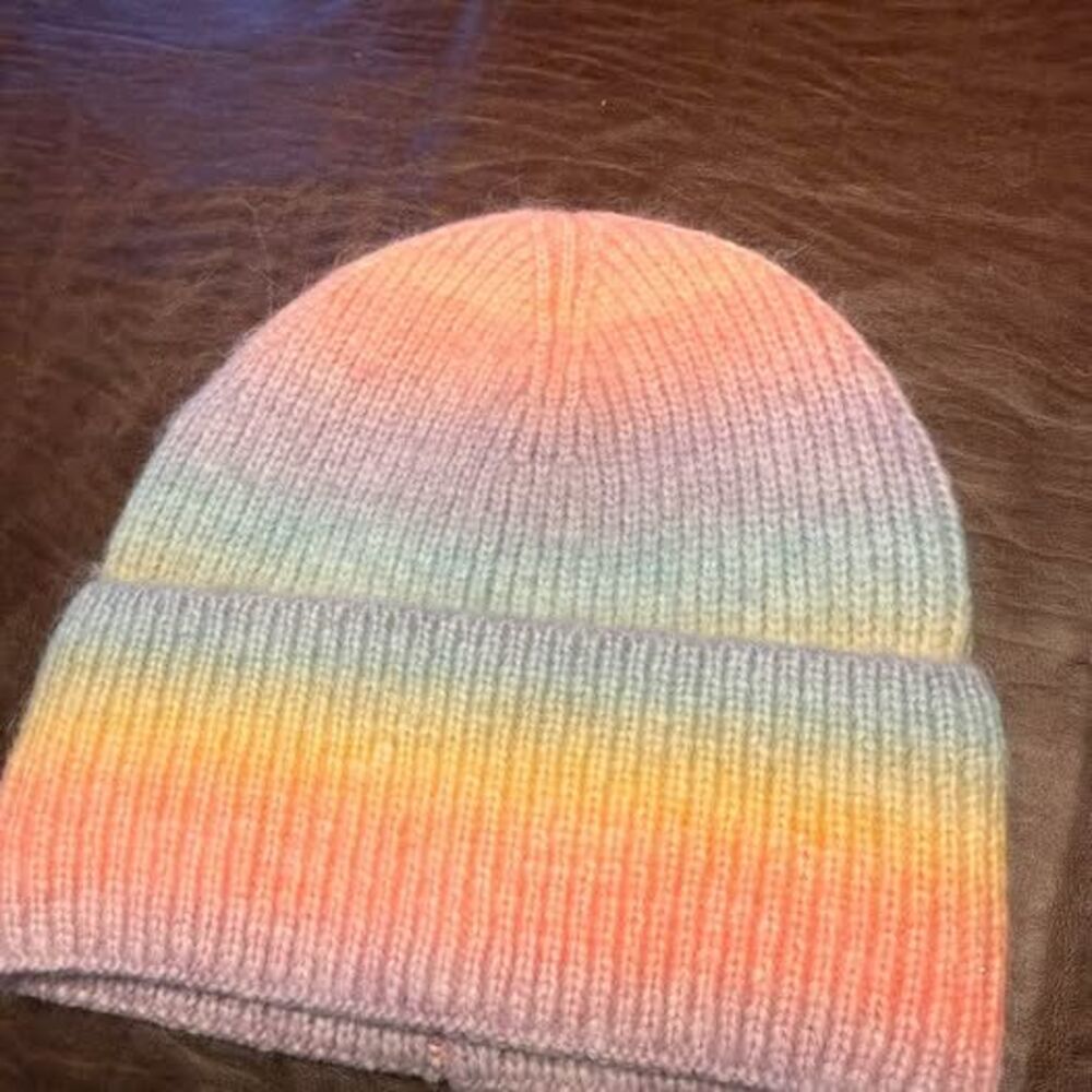 Rainbow Knit Beanie Hat